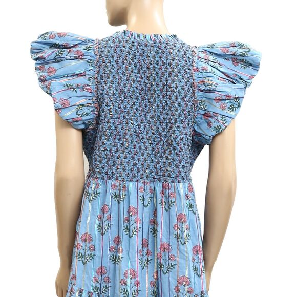 Saylor Almina Midi Dress Floral Block Printed Smocked Ruffle Cotton XL 282095 - Picture 6 of 7